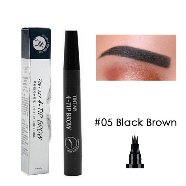 Eyebrow Tint 4 Tip Liquid Brow 5Colors Pen Makeup PaintEyebrow Liner Pen CosmeticsWaterproof Tool Microblade